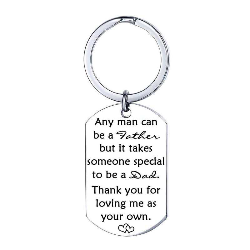 XGAKWD Step Dad Father in Law Keychain Gift, Any Man Can Be a Father Thank You Loving Me as Your Own, Father's Day Daddy Papa Birthday Christmas Keyring - Image 1